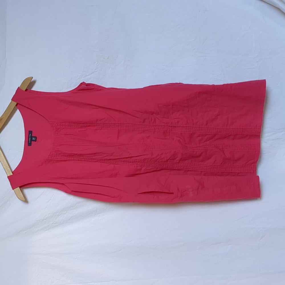 Land's End dress lined Sleeveless pintuck cotton pink shift 16 petite